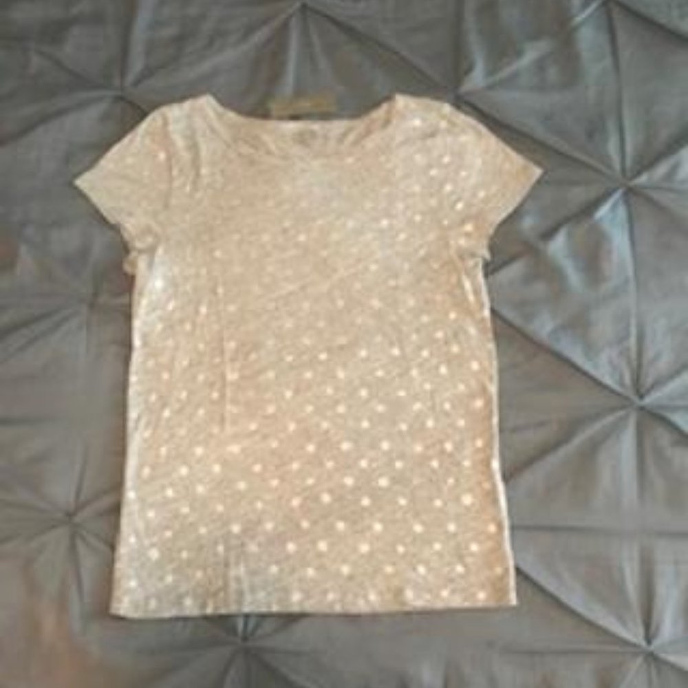 NWT J.Crew Heather Gray Polka Dot Short Sleeve Tee